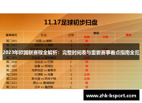 2023年欧国联赛程全解析:完整时间表与重要赛事看点指南全览 2023年欧国联赛程全解析:完整时间表与重要赛事看点指南全览